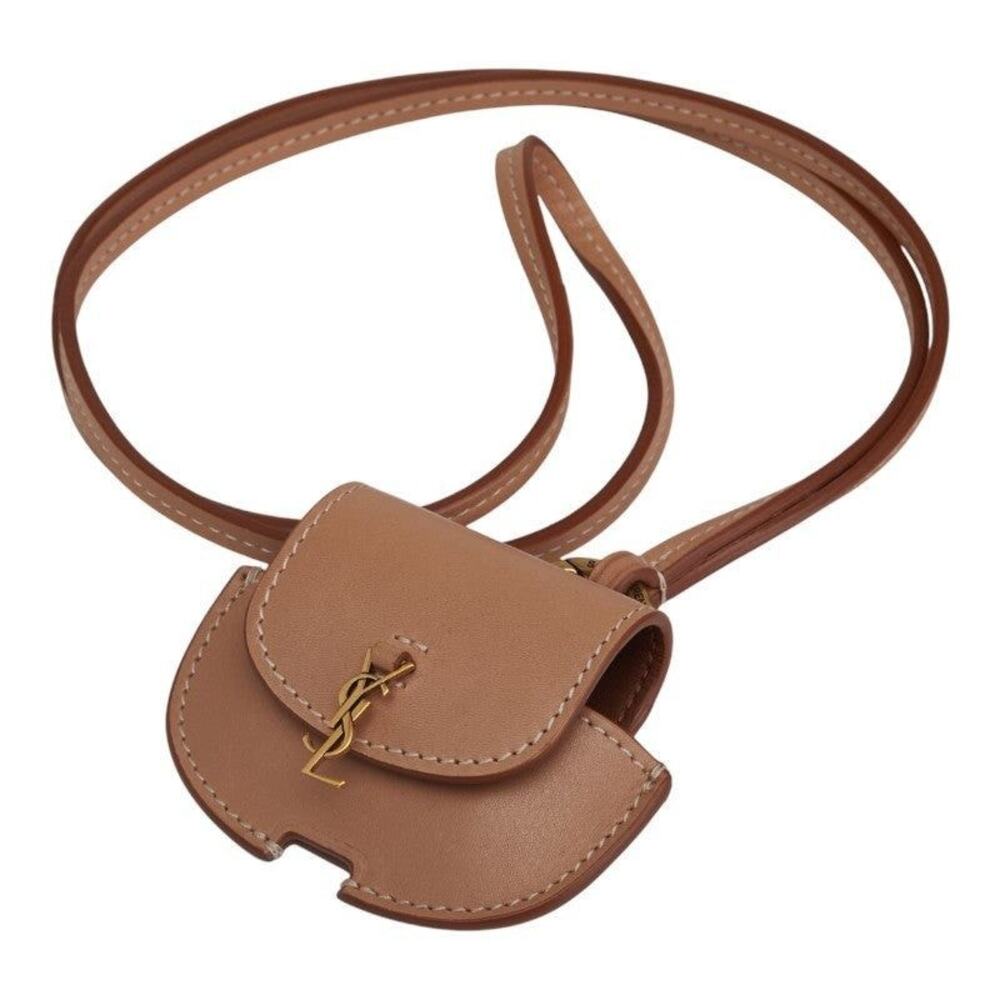 Saint Laurent Leather AirPods Case Beige